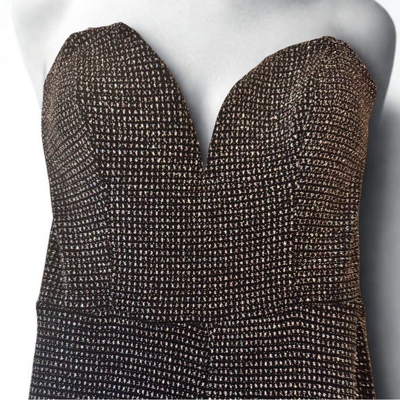 NYE Black Sparkle Strapless Sweetheart Jumpsuit Glitter Party Outfit- M - Picture 2 of 6